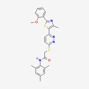 molecular formula C26H26N4O2S2 B2921578 N-mesityl-2-((6-(2-(2-methoxyphenyl)-4-methylthiazol-5-yl)pyridazin-3-yl)thio)acetamide CAS No. 954697-65-5