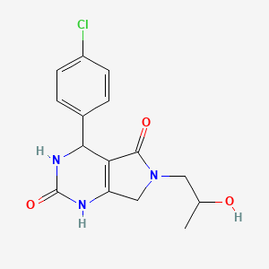 molecular formula C15H16ClN3O3 B2921600 4-(4-chlorophenyl)-6-(2-hydroxypropyl)-3,4,6,7-tetrahydro-1H-pyrrolo[3,4-d]pyrimidine-2,5-dione CAS No. 899942-87-1