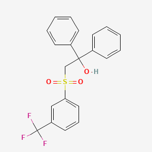 molecular formula C21H17F3O3S B2921610 1,1-二苯基-2-{[3-(三氟甲基)苯基]磺酰基}-1-乙醇 CAS No. 252026-38-3