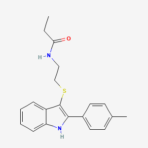 molecular formula C20H22N2OS B2921613 N-(2-((2-(p-tolyl)-1H-indol-3-yl)thio)ethyl)propionamide CAS No. 850917-22-5