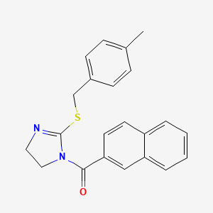 molecular formula C22H20N2OS B2921614 (2-((4-甲基苄基)硫)-4,5-二氢-1H-咪唑-1-基)(萘-2-基)甲苯酮 CAS No. 919709-54-9