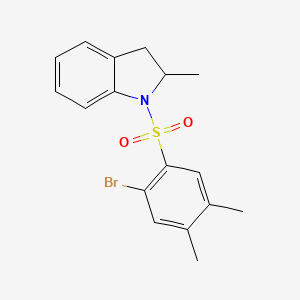 molecular formula C17H18BrNO2S B2921621 2-Bromo-4,5-dimethyl-1-[(2-methylindolinyl)sulfonyl]benzene CAS No. 914619-41-3