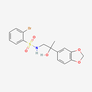 molecular formula C16H16BrNO5S B2921640 N-(2-(苯并[d][1,3]二氧杂环-5-基)-2-羟基丙基)-2-溴苯磺酰胺 CAS No. 1448045-81-5