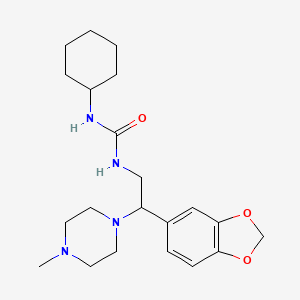 molecular formula C21H32N4O3 B2921643 1-(2-(苯并[d][1,3]二氧杂环-5-基)-2-(4-甲基哌嗪-1-基)乙基)-3-环己基脲 CAS No. 896338-63-9