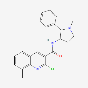 molecular formula C22H22ClN3O B2921646 2-chloro-8-methyl-N-(1-methyl-2-phenylpyrrolidin-3-yl)quinoline-3-carboxamide CAS No. 2094146-13-9