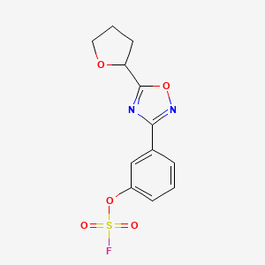 molecular formula C12H11FN2O5S B2921652 3-(3-Fluorosulfonyloxyphenyl)-5-(oxolan-2-yl)-1,2,4-oxadiazole CAS No. 2411218-36-3