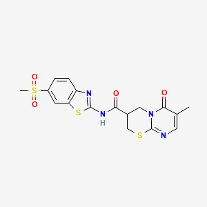 molecular formula C17H16N4O4S3 B2921656 7-甲基-N-(6-(甲磺酰基)苯并[d]噻唑-2-基)-6-氧代-2,3,4,6-四氢嘧啶并[2,1-b][1,3]噻嗪-3-甲酰胺 CAS No. 1396768-76-5