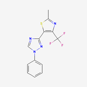 molecular formula C13H9F3N4S B2921684 3-(2-Methyl-4-(trifluoromethyl)-1,3-thiazol-5-yl)-1-phenyl-1H-1,2,4-triazole CAS No. 338978-42-0