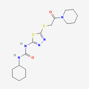 molecular formula C16H25N5O2S2 B2921688 1-Cyclohexyl-3-[5-(2-oxo-2-piperidin-1-ylethyl)sulfanyl-1,3,4-thiadiazol-2-yl]urea CAS No. 946371-07-9