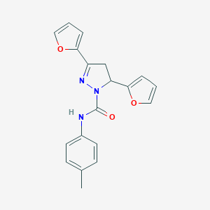 molecular formula C19H17N3O3 B292173 3,5-di(2-furyl)-N-(4-methylphenyl)-4,5-dihydro-1H-pyrazole-1-carboxamide 