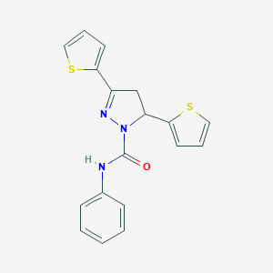 molecular formula C18H15N3OS2 B292174 N-phenyl-3,5-di(2-thienyl)-4,5-dihydro-1H-pyrazole-1-carboxamide 
