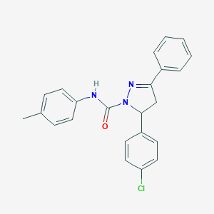 molecular formula C23H20ClN3O B292175 5-(4-chlorophenyl)-N-(4-methylphenyl)-3-phenyl-4,5-dihydro-1H-pyrazole-1-carboxamide 