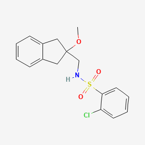 molecular formula C17H18ClNO3S B2921750 2-氯-N-((2-甲氧基-2,3-二氢-1H-茚-2-基)甲基)苯磺酰胺 CAS No. 2034410-77-8