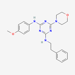 molecular formula C22H26N6O2 B2921754 N2-(4-methoxyphenyl)-6-morpholino-N4-phenethyl-1,3,5-triazine-2,4-diamine CAS No. 946339-32-8