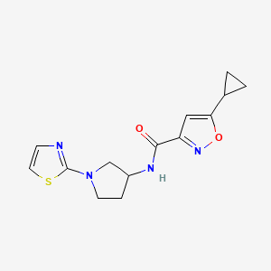 molecular formula C14H16N4O2S B2921755 5-cyclopropyl-N-(1-(thiazol-2-yl)pyrrolidin-3-yl)isoxazole-3-carboxamide CAS No. 1797320-59-2