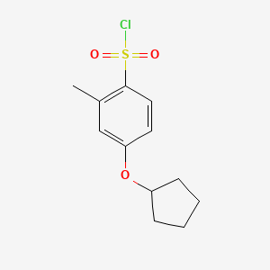 molecular formula C12H15ClO3S B2921757 4-(Cyclopentyloxy)-2-methylbenzene-1-sulfonyl chloride CAS No. 1016730-44-1