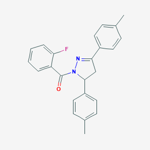 molecular formula C24H21FN2O B292176 1-(2-fluorobenzoyl)-3,5-bis(4-methylphenyl)-4,5-dihydro-1H-pyrazole 