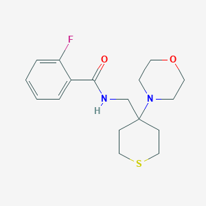 2-Fluoro-N-[(4-morpholin-4-ylthian-4-yl)methyl]benzamide