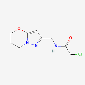 molecular formula C9H12ClN3O2 B2921778 2-Chloro-N-(6,7-dihydro-5H-pyrazolo[5,1-b][1,3]oxazin-2-ylmethyl)acetamide CAS No. 2411283-46-8