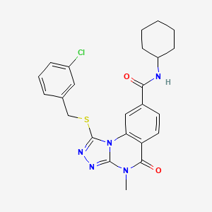 molecular formula C24H24ClN5O2S B2921784 1-((3-chlorobenzyl)thio)-N-cyclohexyl-4-methyl-5-oxo-4,5-dihydro-[1,2,4]triazolo[4,3-a]quinazoline-8-carboxamide CAS No. 1111238-15-3