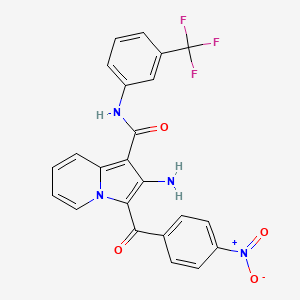 molecular formula C23H15F3N4O4 B2921786 2-氨基-3-(4-硝基苯甲酰)-N-[3-(三氟甲基)苯基]吲哚并[1,2-b]嗪-1-甲酰胺 CAS No. 903343-73-7