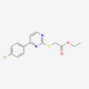 molecular formula C14H13ClN2O2S B2921794 Ethyl 2-((4-(4-chlorophenyl)pyrimidin-2-yl)thio)acetate CAS No. 832130-61-7