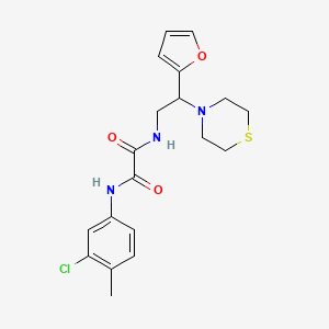 molecular formula C19H22ClN3O3S B2921797 N1-(3-氯-4-甲基苯基)-N2-(2-(呋喃-2-基)-2-硫代吗啉基乙基)草酰胺 CAS No. 2034567-44-5