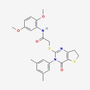 molecular formula C24H25N3O4S2 B2921806 N-(2,5-dimethoxyphenyl)-2-((3-(3,5-dimethylphenyl)-4-oxo-3,4,6,7-tetrahydrothieno[3,2-d]pyrimidin-2-yl)thio)acetamide CAS No. 877653-61-7