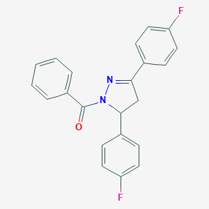 molecular formula C22H16F2N2O B292181 1-benzoyl-3,5-bis(4-fluorophenyl)-4,5-dihydro-1H-pyrazole 