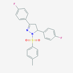 molecular formula C22H18F2N2O2S B292182 3,5-bis(4-fluorophenyl)-1-[(4-methylphenyl)sulfonyl]-4,5-dihydro-1H-pyrazole 