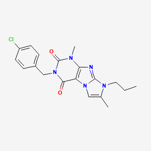 molecular formula C19H20ClN5O2 B2921828 3-(4-氯苄基)-1,7-二甲基-8-丙基-1H-咪唑并[2,1-f]嘌呤-2,4(3H,8H)-二酮 CAS No. 887463-27-6