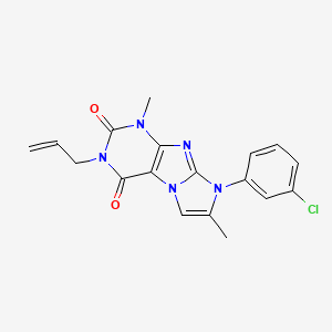 molecular formula C18H16ClN5O2 B2921833 3-allyl-8-(3-chlorophenyl)-1,7-dimethyl-1H-imidazo[2,1-f]purine-2,4(3H,8H)-dione CAS No. 887467-21-2