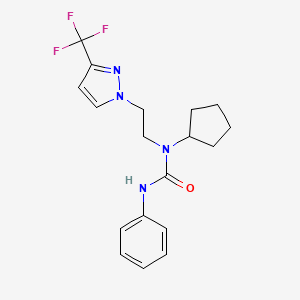 1-cyclopentyl-3-phenyl-1-(2-(3-(trifluoromethyl)-1H-pyrazol-1-yl)ethyl)urea