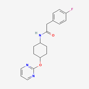 molecular formula C18H20FN3O2 B2921838 2-(4-fluorophenyl)-N-((1r,4r)-4-(pyrimidin-2-yloxy)cyclohexyl)acetamide CAS No. 2034581-19-4