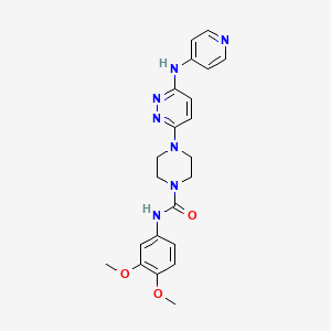molecular formula C22H25N7O3 B2921843 N-(3,4-二甲氧基苯基)-4-(6-(吡啶-4-基氨基)哒嗪-3-基)哌嗪-1-甲酰胺 CAS No. 1021214-41-4