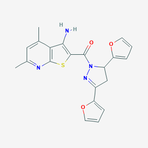 2-{[3,5-di(2-furyl)-4,5-dihydro-1H-pyrazol-1-yl]carbonyl}-4,6-dimethylthieno[2,3-b]pyridin-3-ylamine