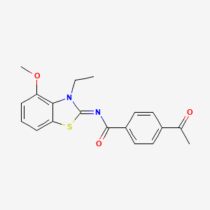 4-acetyl-N-(3-ethyl-4-methoxy-1,3-benzothiazol-2-ylidene)benzamide