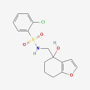 molecular formula C15H16ClNO4S B2921874 2-chloro-N-((4-hydroxy-4,5,6,7-tetrahydrobenzofuran-4-yl)methyl)benzenesulfonamide CAS No. 2309573-96-2