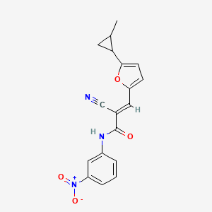 molecular formula C18H15N3O4 B2921878 (2E)-2-氰基-3-[5-(2-甲基环丙基)呋喃-2-基]-N-(3-硝基苯基)丙-2-烯酰胺 CAS No. 488723-37-1