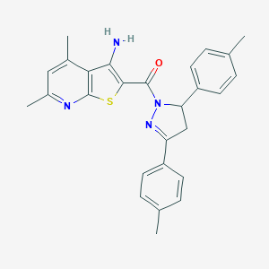 2-{[3,5-bis(4-methylphenyl)-4,5-dihydro-1H-pyrazol-1-yl]carbonyl}-4,6-dimethylthieno[2,3-b]pyridin-3-ylamine