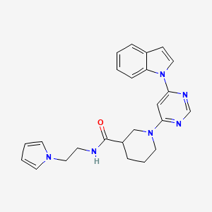 molecular formula C24H26N6O B2921898 1-(6-(1H-indol-1-yl)pyrimidin-4-yl)-N-(2-(1H-pyrrol-1-yl)ethyl)piperidine-3-carboxamide CAS No. 1797729-46-4