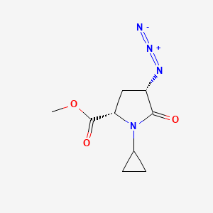 molecular formula C9H12N4O3 B2921903 甲基 (2S,4S)-4-叠氮基-1-环丙基-5-氧代吡咯烷-2-羧酸酯 CAS No. 2416219-29-7