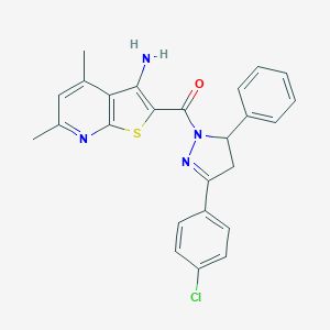 2-{[3-(4-chlorophenyl)-5-phenyl-4,5-dihydro-1H-pyrazol-1-yl]carbonyl}-4,6-dimethylthieno[2,3-b]pyridin-3-ylamine