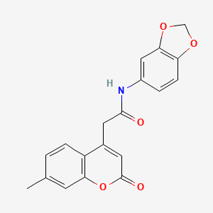 N-(benzo[d][1,3]dioxol-5-yl)-2-(7-methyl-2-oxo-2H-chromen-4-yl)acetamide