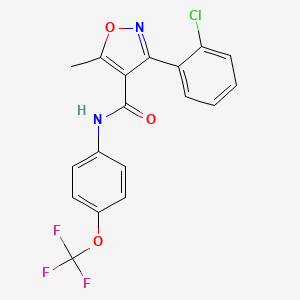 molecular formula C18H12ClF3N2O3 B2921925 3-(2-chlorophenyl)-5-methyl-N-[4-(trifluoromethoxy)phenyl]-1,2-oxazole-4-carboxamide CAS No. 309740-96-3