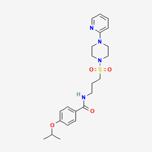 molecular formula C22H30N4O4S B2921929 4-isopropoxy-N-(3-((4-(pyridin-2-yl)piperazin-1-yl)sulfonyl)propyl)benzamide CAS No. 1021248-12-3