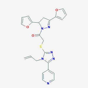 molecular formula C23H20N6O3S B292194 4-allyl-5-(4-pyridinyl)-4H-1,2,4-triazol-3-yl 2-[3,5-di(2-furyl)-4,5-dihydro-1H-pyrazol-1-yl]-2-oxoethyl sulfide 