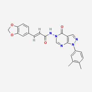 (E)-3-(benzo[d][1,3]dioxol-5-yl)-N-(1-(3,4-dimethylphenyl)-4-oxo-1H-pyrazolo[3,4-d]pyrimidin-5(4H)-yl)acrylamide