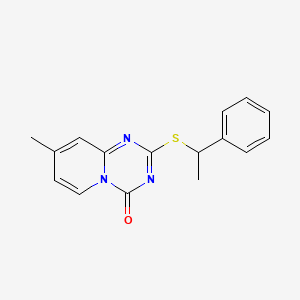 molecular formula C16H15N3OS B2921949 8-methyl-2-((1-phenylethyl)thio)-4H-pyrido[1,2-a][1,3,5]triazin-4-one CAS No. 896333-48-5