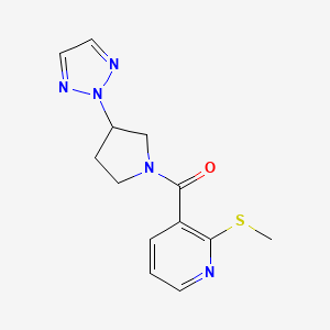 molecular formula C13H15N5OS B2921956 (3-(2H-1,2,3-triazol-2-yl)pyrrolidin-1-yl)(2-(methylthio)pyridin-3-yl)methanone CAS No. 2034269-32-2